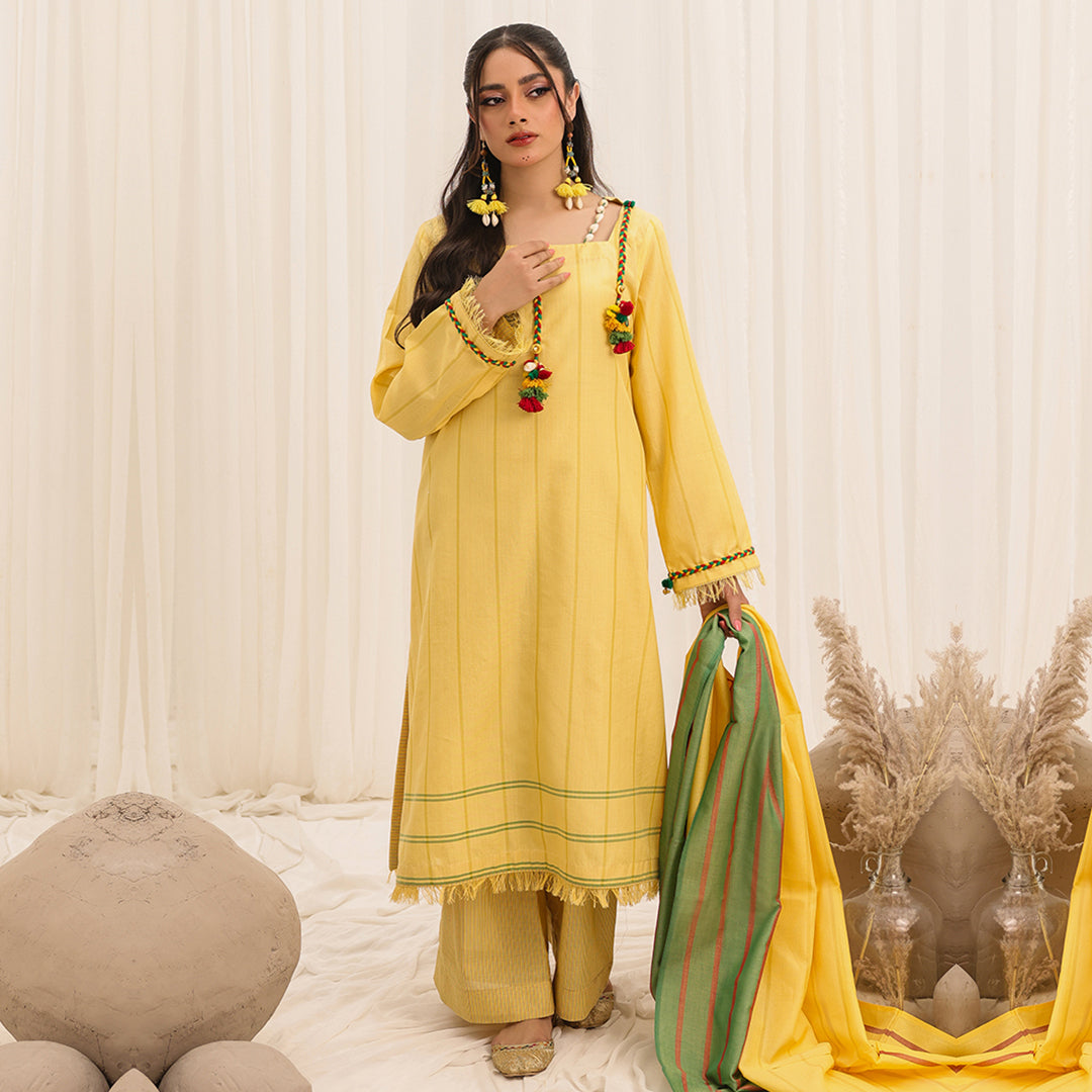 3 Pc Yarn Dyed Unstitched Suit - ZL25-C10-01 Secondary image