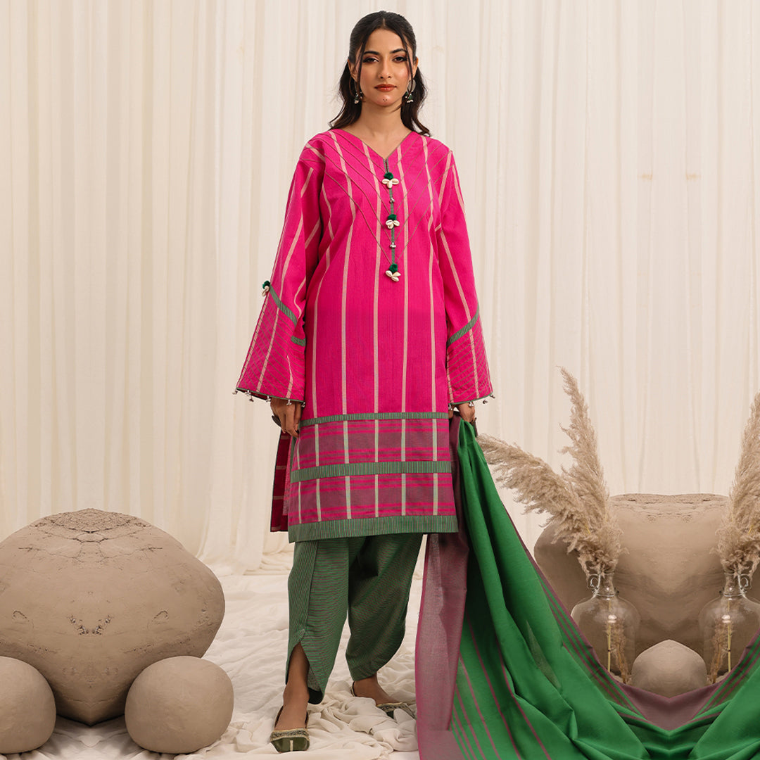 3 Pc Yarn Dyed Unstitched Suit - ZL25-C10-02