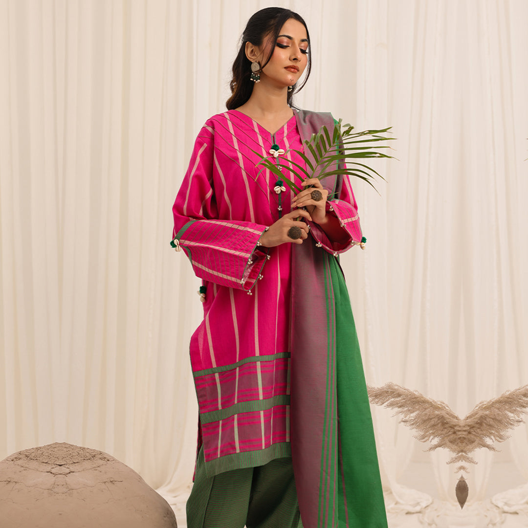 3 Pc Yarn Dyed Unstitched Suit - ZL25-C10-02 Secondary image