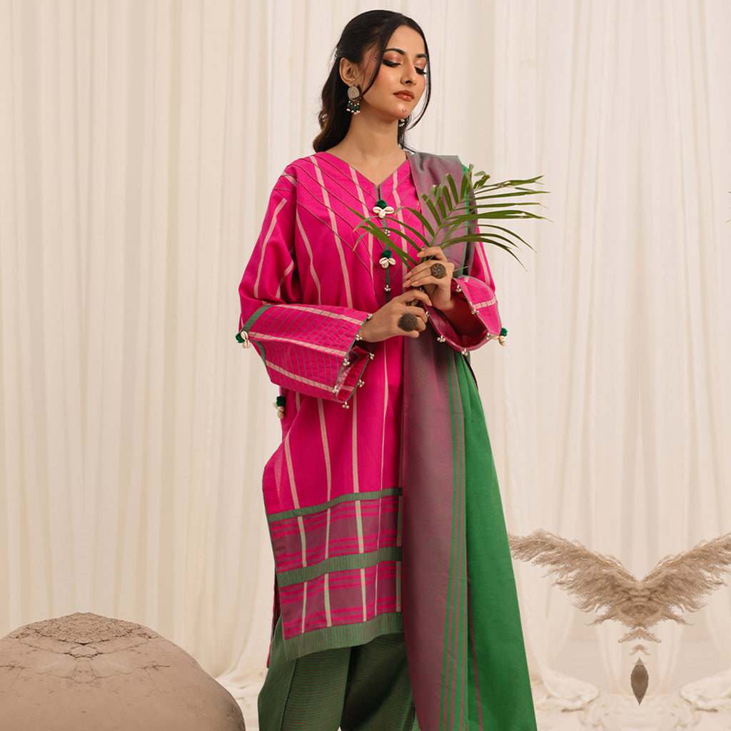 3 Pc Yarn Dyed Unstitched Suit - ZL25-C10-02