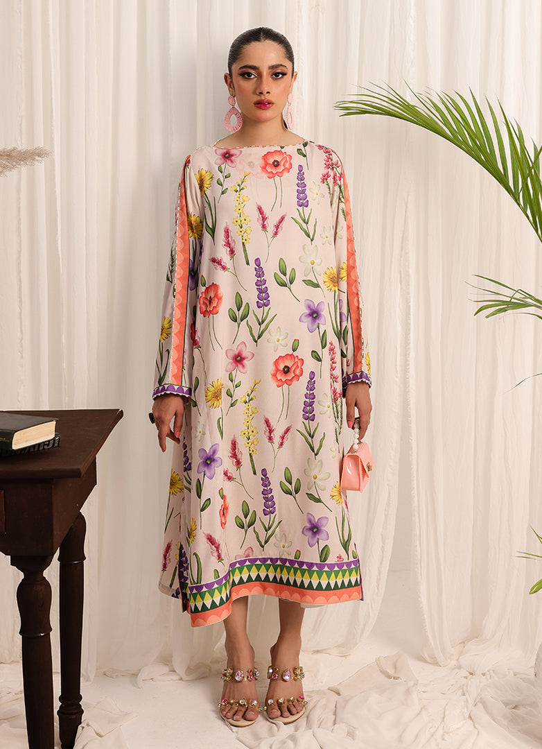1 Pc Poly Silk Long Dress  - ZL25-C05-05