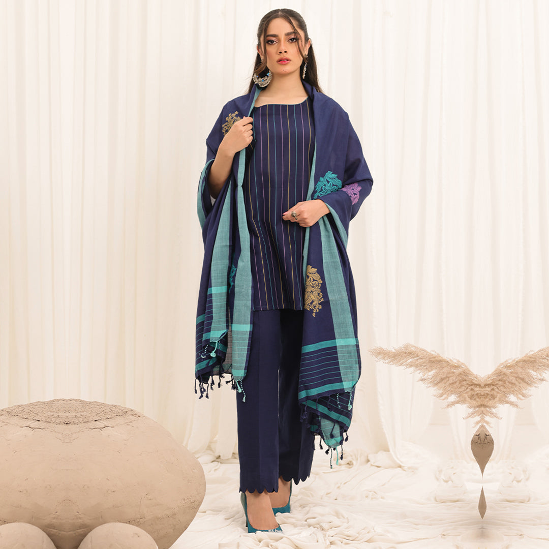 3 Pc Yarn Dyed Unstitched Suit - ZL25-C10-04 Secondary image