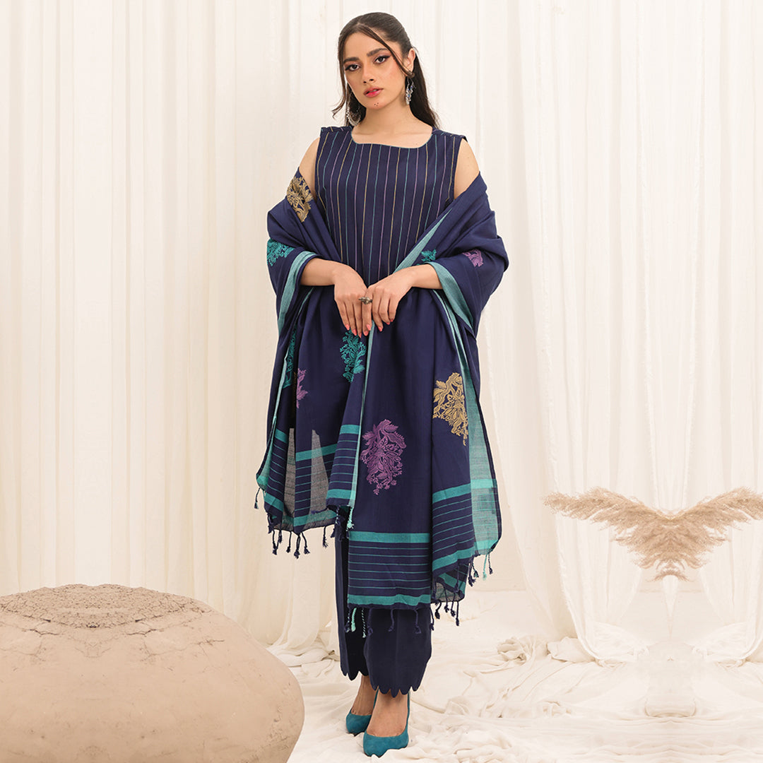 3 Pc Yarn Dyed Unstitched Suit - ZL25-C10-04