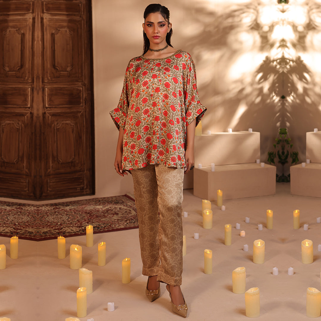 2 Pc Silk Formal Co-Ord Set - ZL25-C06-06 Main image