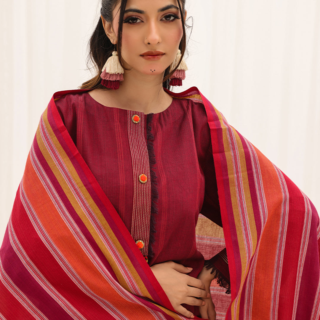 3 Pc Yarn Dyed Unstitched Suit - ZL25-C10-06 Secondary image