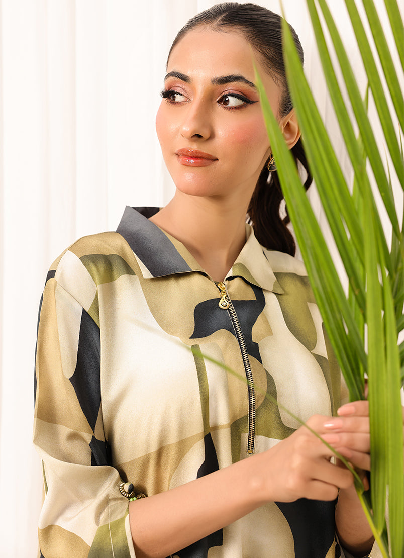 1 Pc Poly Silk Long Dress - ZL25-C05-06 Secondary image