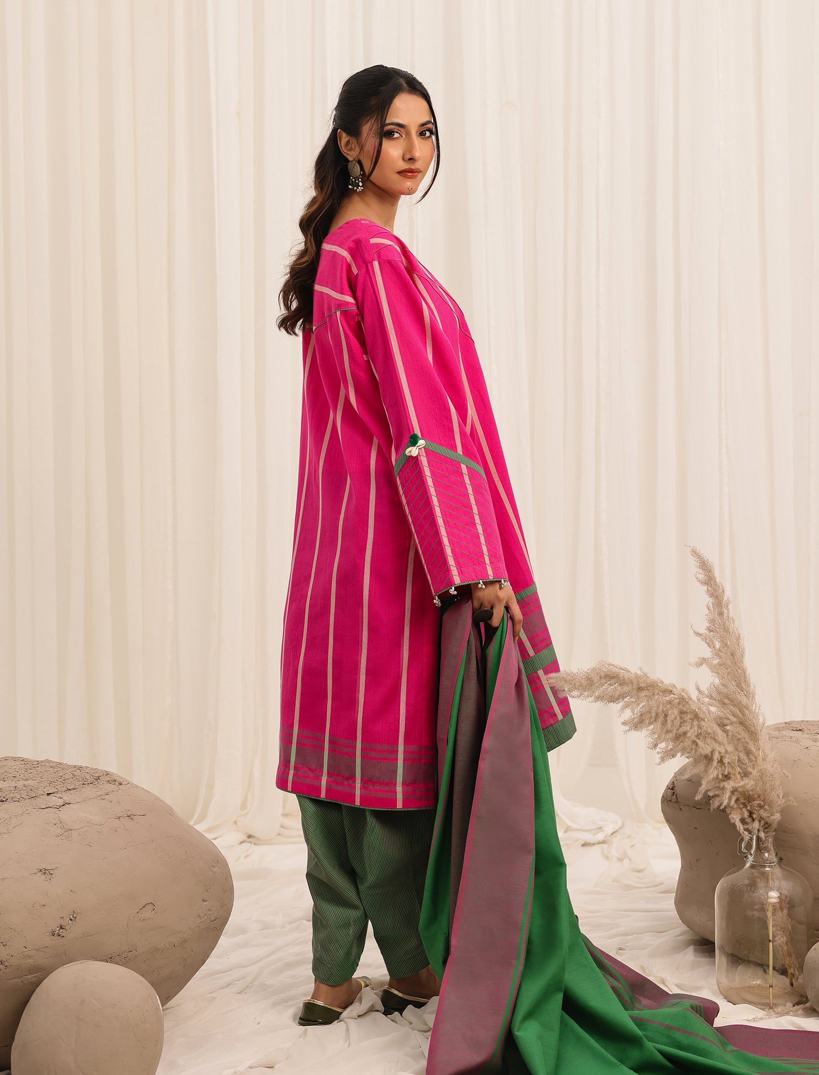 3 Pc Yarn Dyed Unstitched Suit